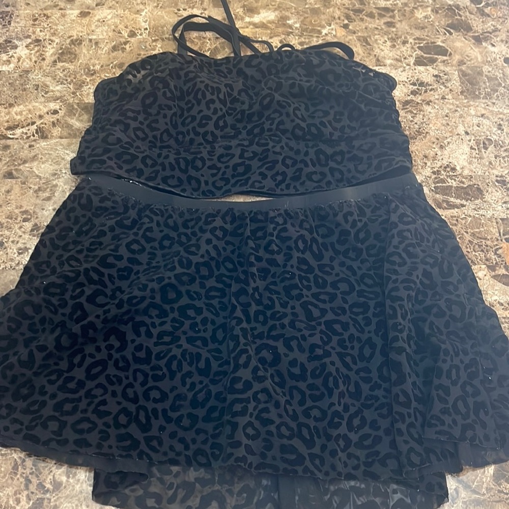 Torrid Black Leopard Print 2 Piece Swim Suit